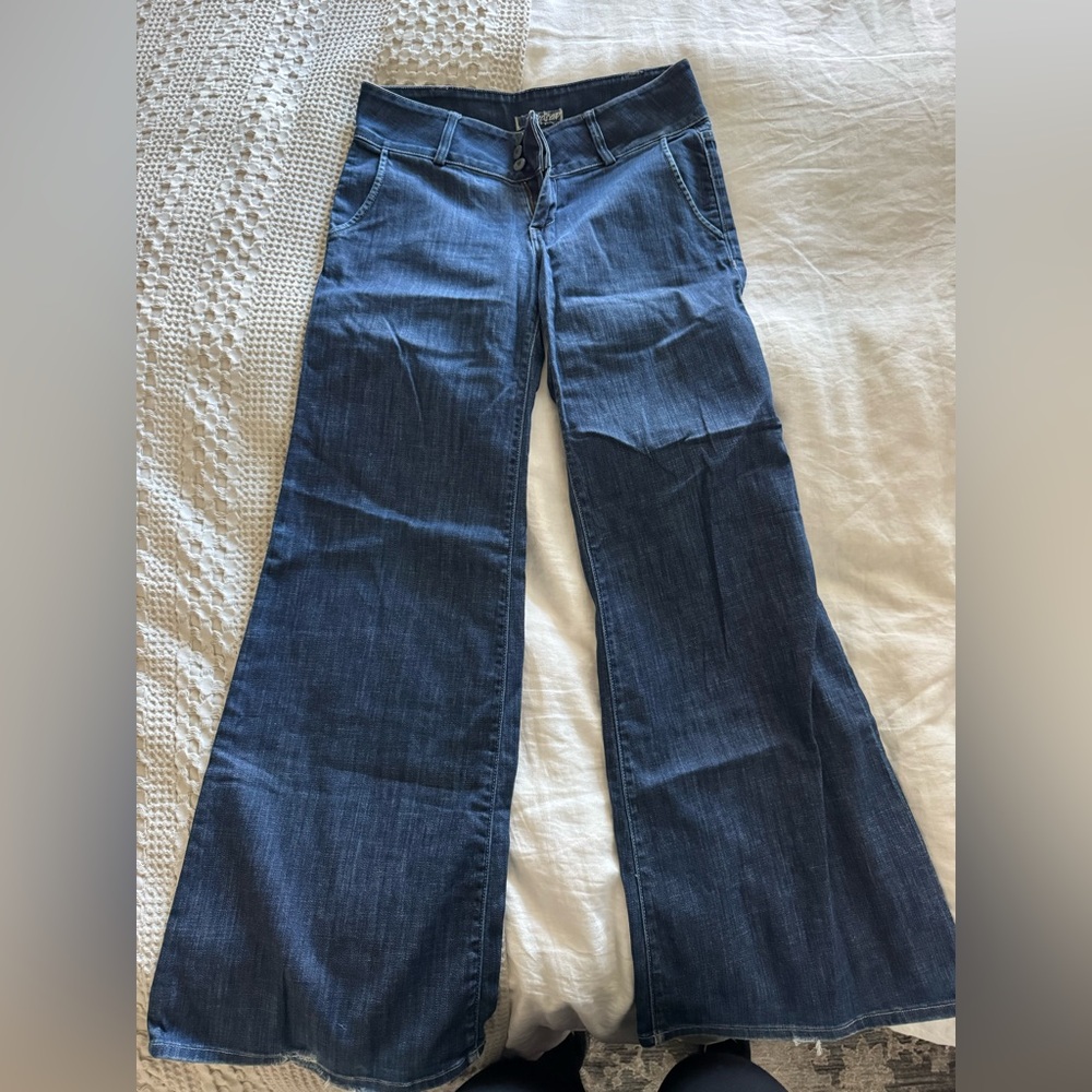 Hudson Jeans Women's Dark Blue Wide Leg Flare Jeans